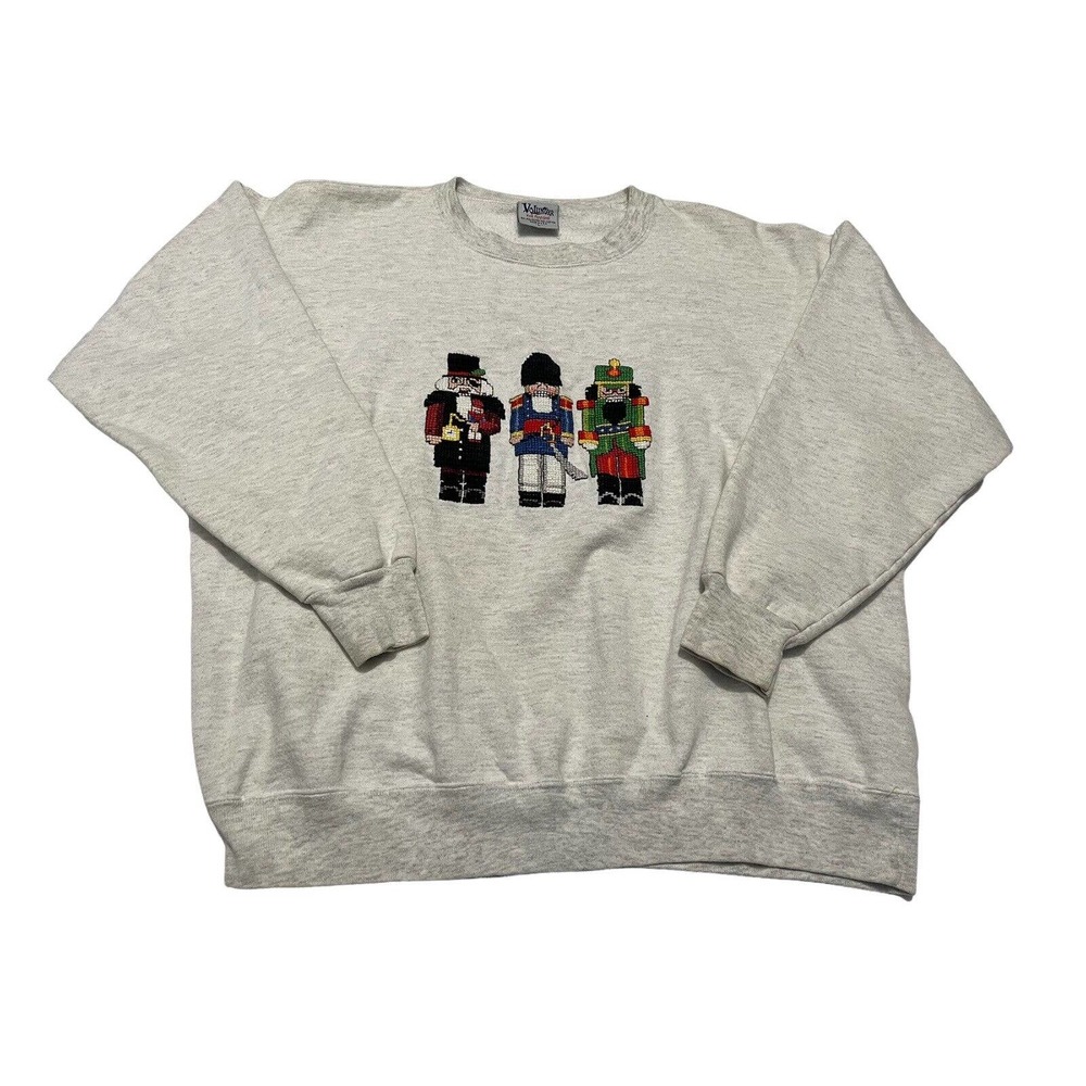 Vintage VTG Mens Sweater Grandpa Ugly Christmas Nutcracker Made USA Size L Large